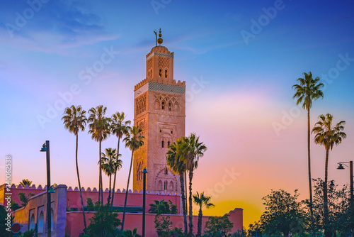 Quadro su tela Koutoubia Mosque minaret located at medina quarter of Marrakesh, Morocco