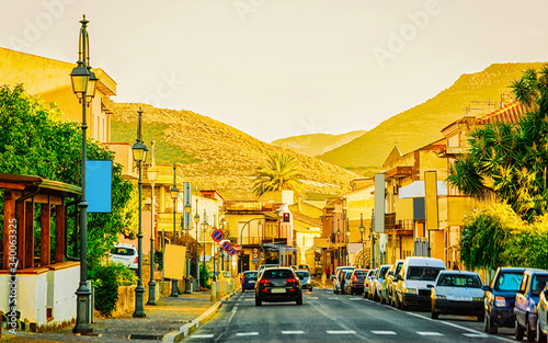 Street at road Giba town Carbonia Iglesias Sardinia reflex photo
