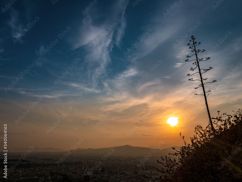 Naklejka premium Sunset in Athens .View from Lycabettus Hill. Greece