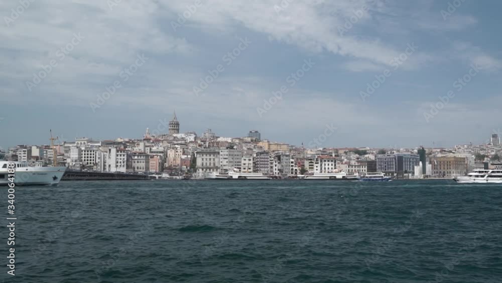 Istanbul harbor in front of Galata Tower in Istanbul Istanbul harbor in front of Galata Tower in Istanbul