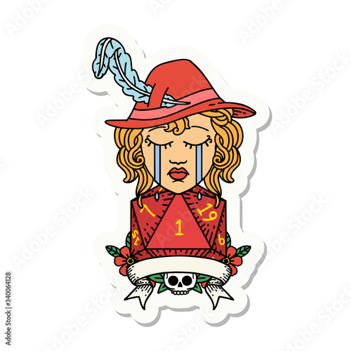 human bard character face sticker