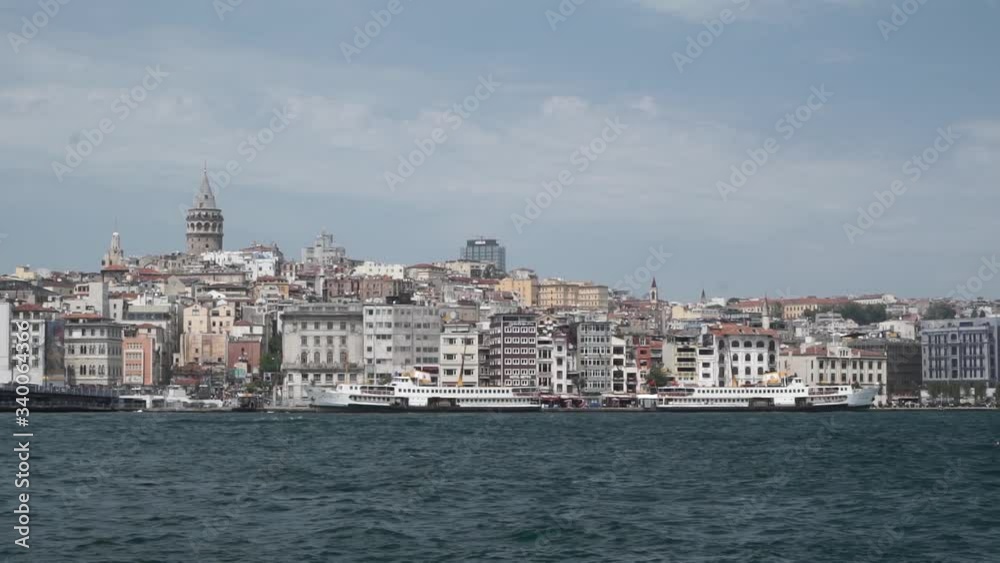 Istanbul harbor in front of Galata Tower in Istanbul Istanbul harbor in front of Galata Tower in Istanbul