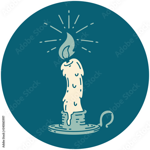 icon of tattoo style spooky melting candle
