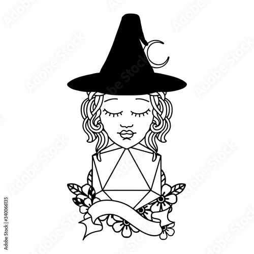 human mage with natural twenty dice roll illustration