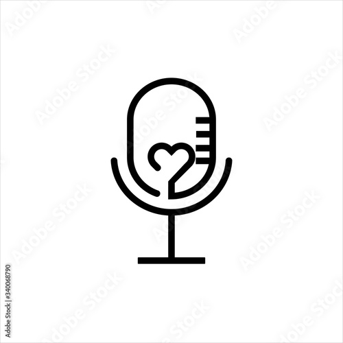 Microphone vector logo design. With love / heart concept. Creative vector template. Modern logo