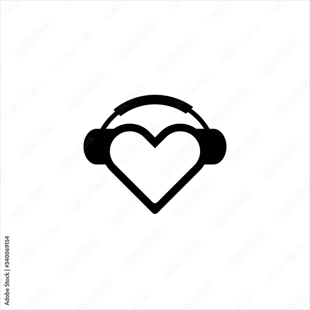 heart with headphones. Vector icon. heart with headphones. Vector icon.