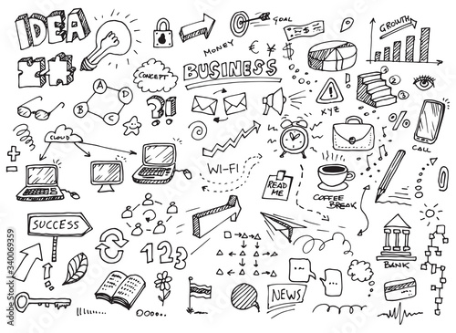 Business idea hand drawn cartoon vector doodles