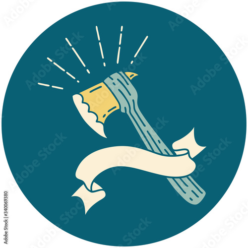 icon of tattoo style hatchet axe