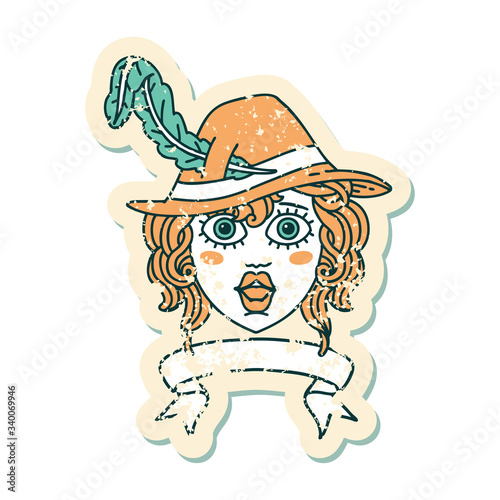 human bard character with banner illustration