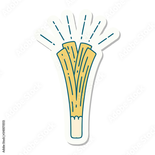 sticker of tattoo style leek
