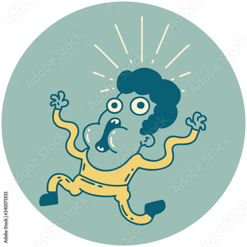 icon of tattoo style frightened man