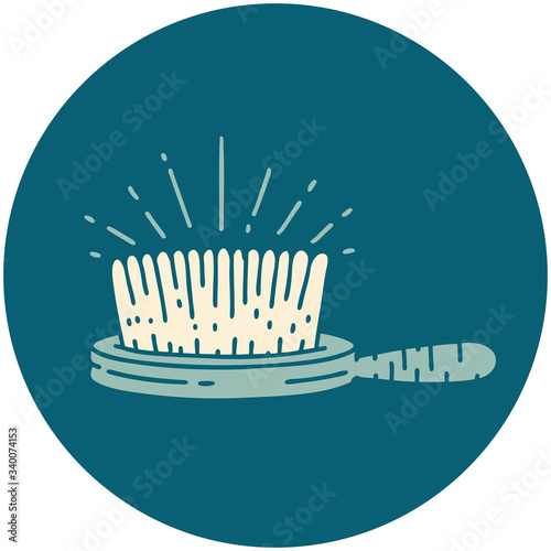 icon of tattoo style hairbrush