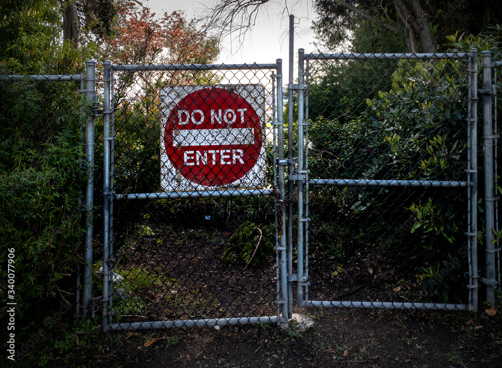 Do Not Enter Sign Behind Chainlink Fence Stock Photo | Adobe Stock
