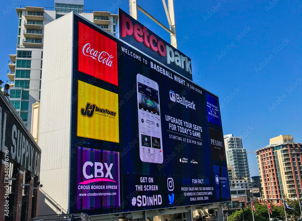 Petco Park Baseball Stadium Outfield Scoreboard Home of the San Diego