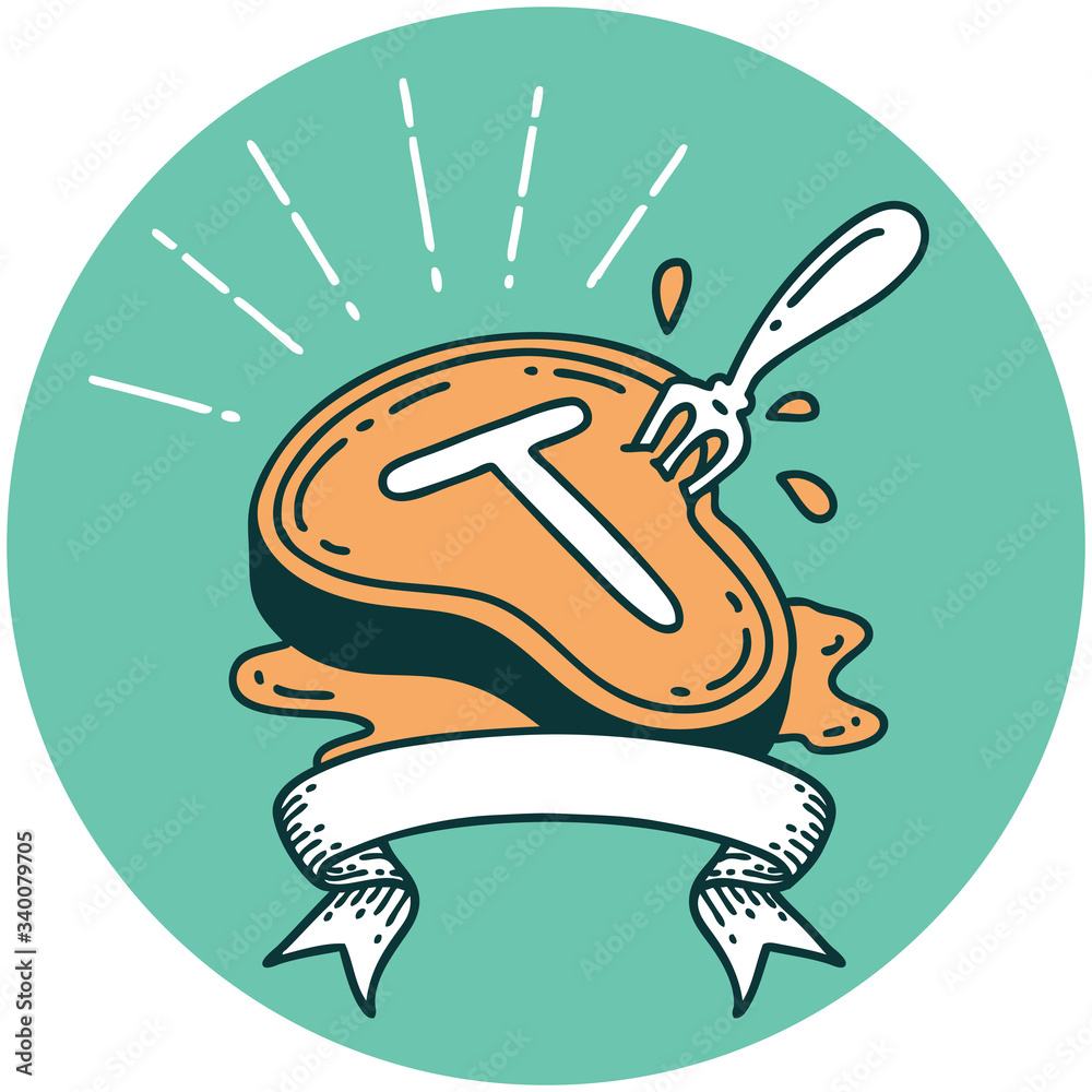 icon of tattoo style steak and fork icon of tattoo style steak and fork