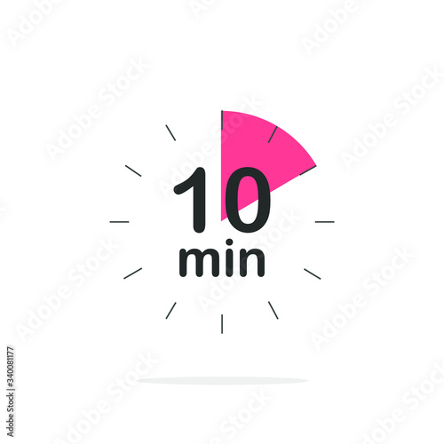 Fototapeta Naklejka Na Ścianę i Meble -  10 minutes timer. Stopwatch symbol in flat style. Editable isolated vector illustration.