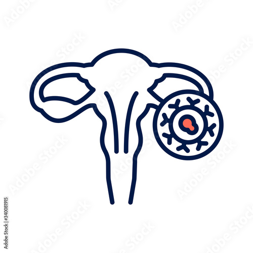 Cervical cancer line color icon. Malignant neoplasm. Female reproductive system disease. Oncology. Pictogram for web page, mobile app, promo. UI UX GUI design element. 