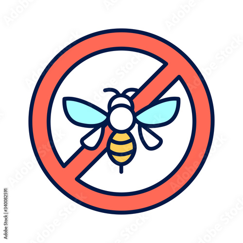 Insect allergy color line icon. Beetle bite reaction. Isolated vector element. Outline pictogram for web page, mobile app, promo.