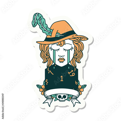 human bard character face sticker