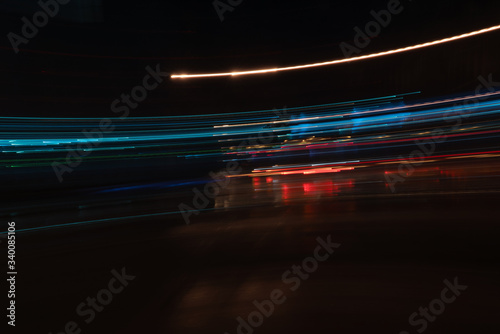 Long-exposure photograph night road