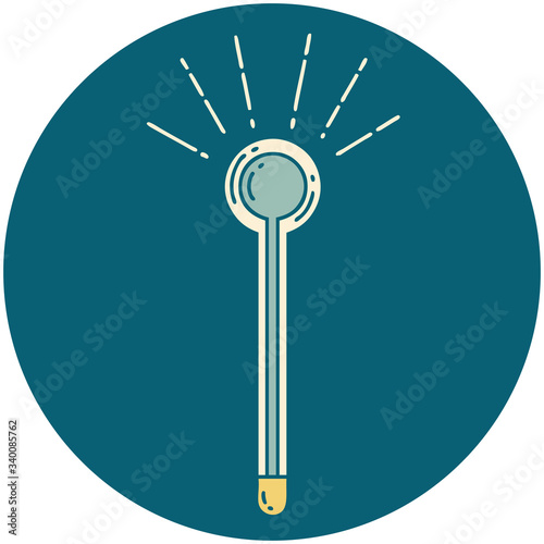 icon of tattoo style glass thermometer
