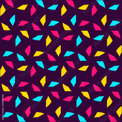 Seamless pattern with colorful geometric shapes.