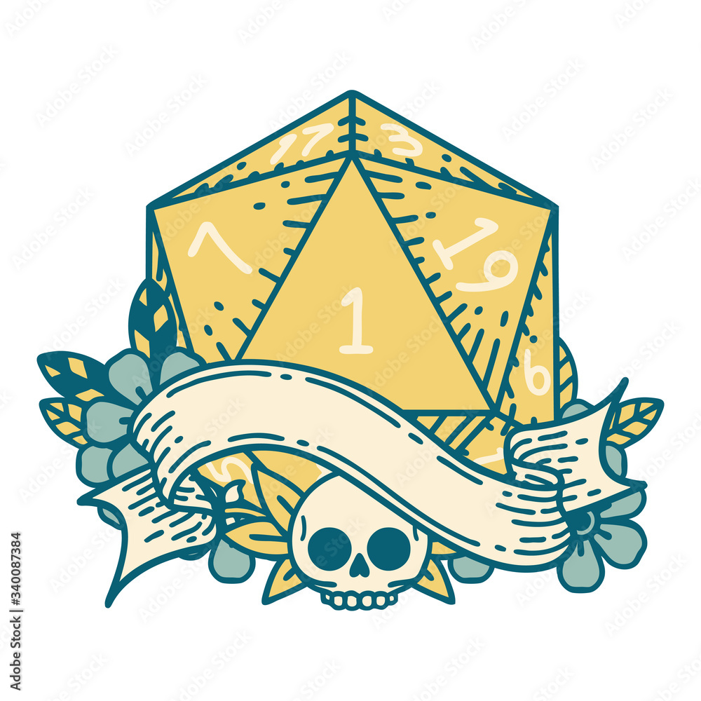 natural one d20 dice roll illustration natural one d20 dice roll illustration