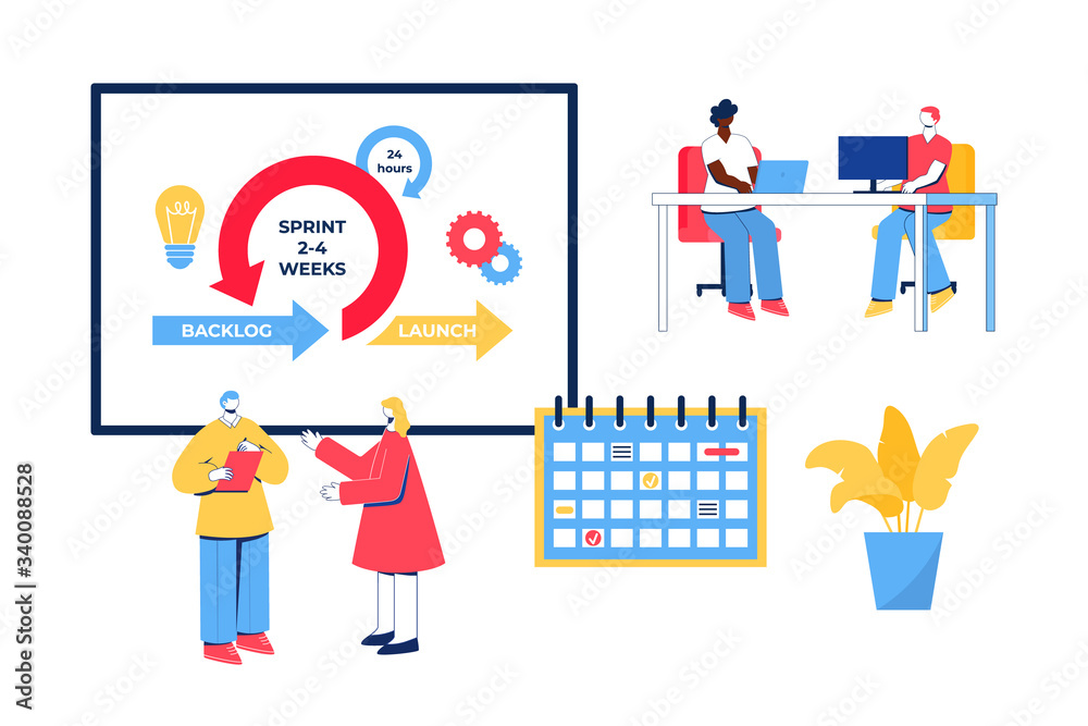 Agile project management process. Communication, teamwork, business process. Agile project management process. Communication, teamwork, business process.