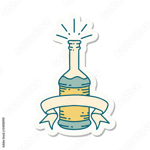 sticker of tattoo style beer bottle