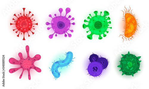 covid-19- Microbilogy-Virus Concept collection,  Vector Illustration, Coronavirus ,2020, bacteria , microorganismo, contagioso 