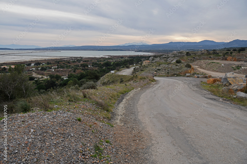 Les étangs et salins de La Palme, Aude, Occitanie.