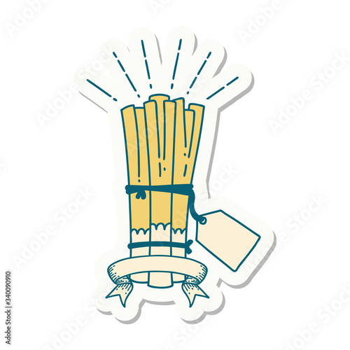 sticker of tattoo style bunch of leeks