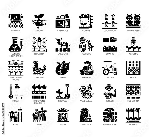 Set of agriculture thin line and pixel perfect icons for any web and app project.