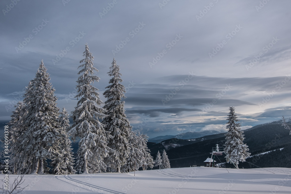 Winter hills landscape