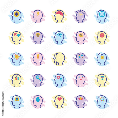 bundle of profiles mental health line style icon