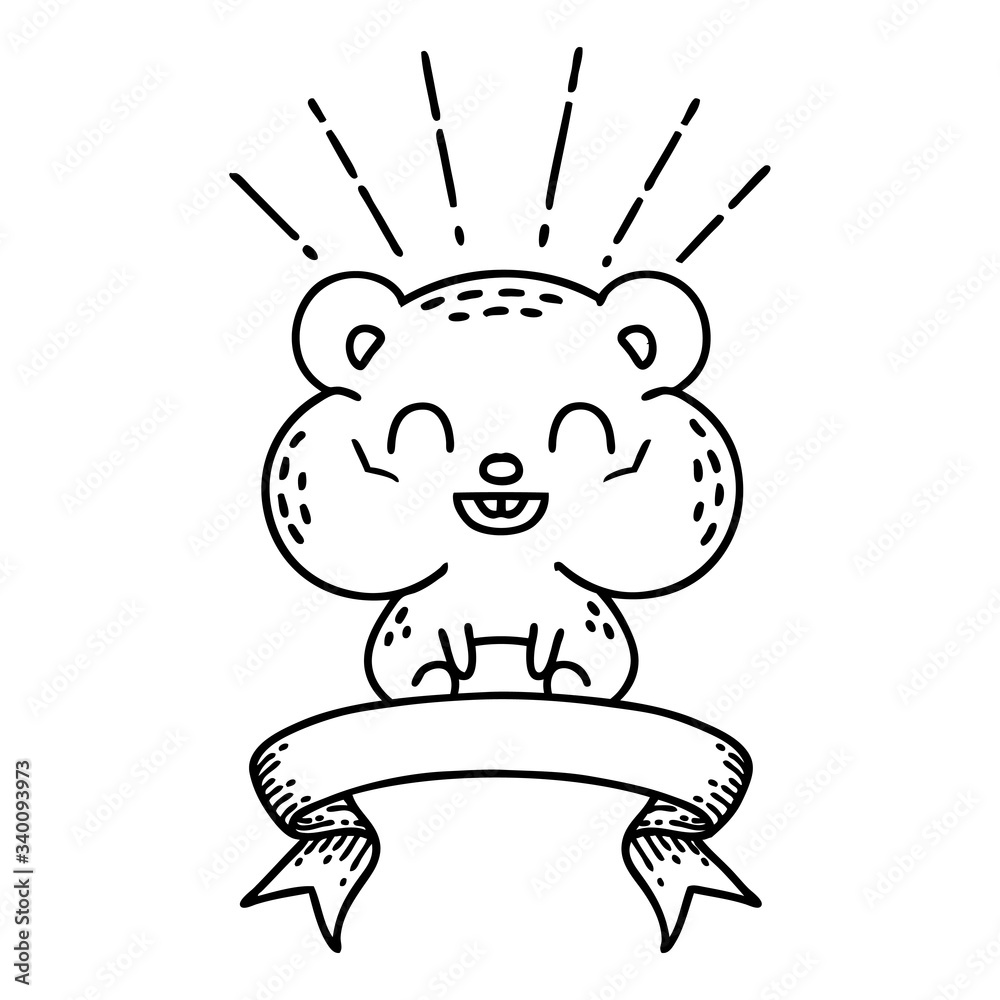 banner with black line work tattoo style happy hamster banner with black line work tattoo style happy hamster