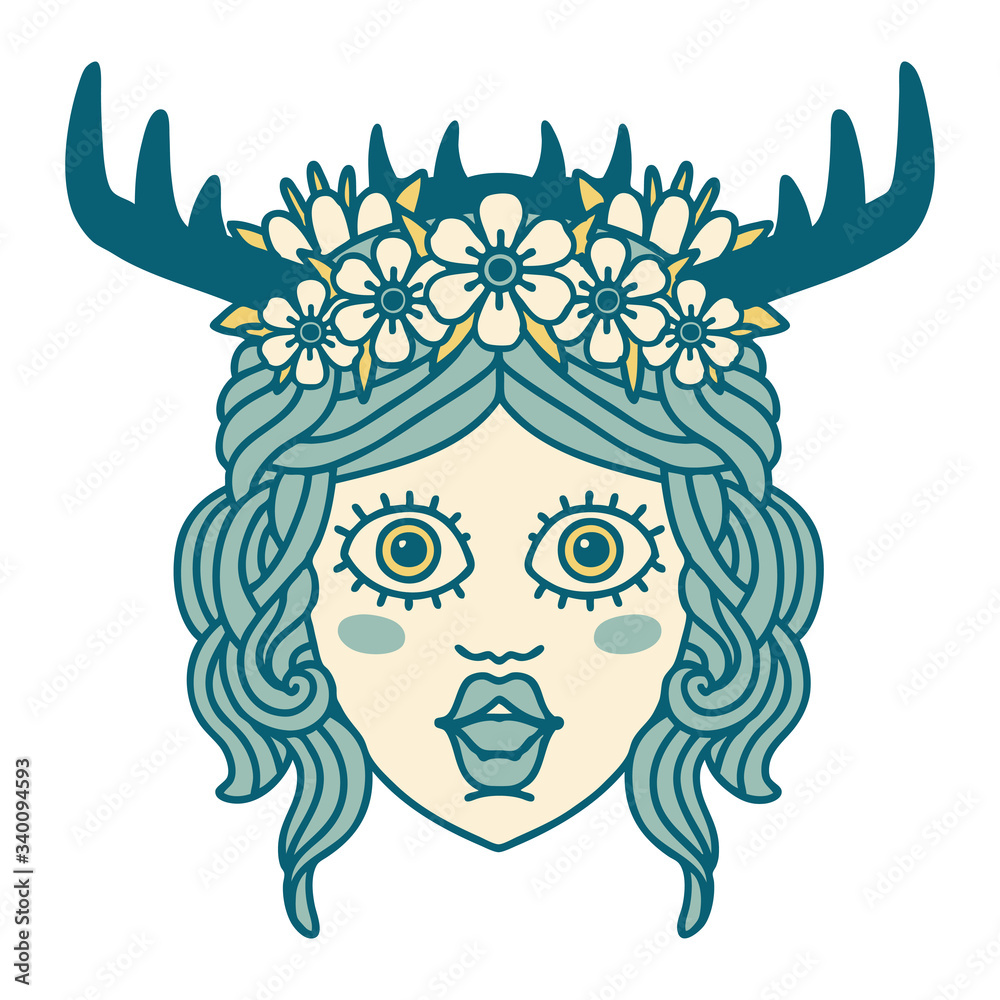 human druid character face illustration human druid character face illustration
