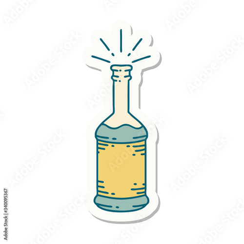 sticker of tattoo style beer bottle