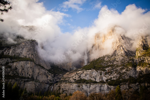 White Cloud Swirling on the Peak of El Capitan at Yosemite National Park