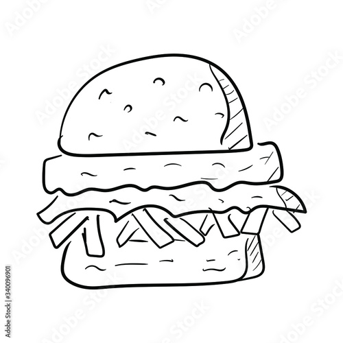Burger and potato vector illustration