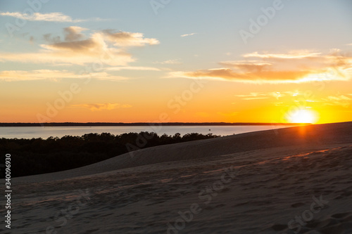 Sunset Over the Sound with Dunes and Wild Shrubs at Corolla  North Carolina