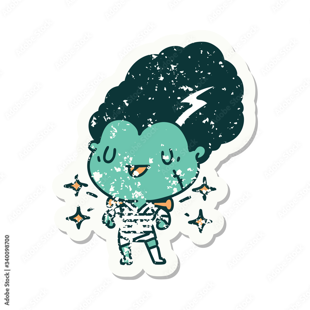 grunge sticker of tattoo style undead zombie bride character grunge sticker of tattoo style undead zombie bride character