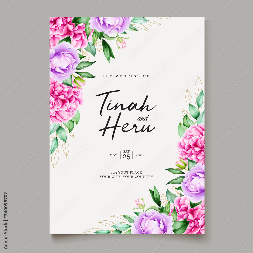 wedding invitation card with floral designs