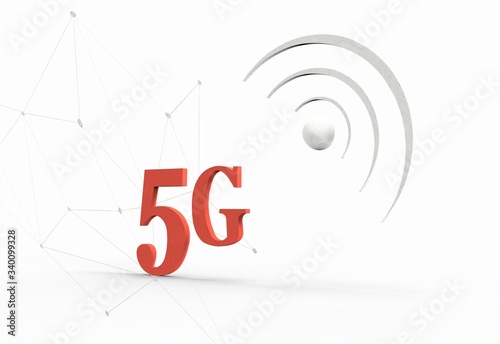 Five generation sing flat on light white color background with network and icons design