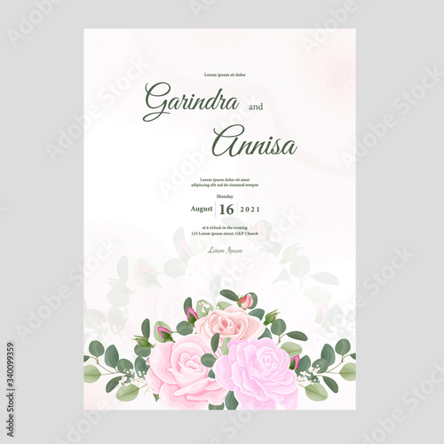  Beautiful floral frame wedding invitation card template Premium Vector 