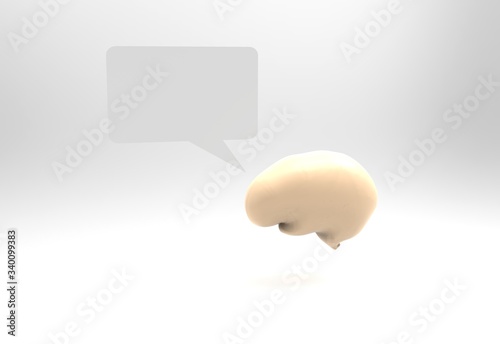 Rational thinking brain concept and a speech balloon