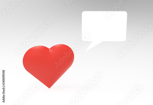 Red heart and text balloon