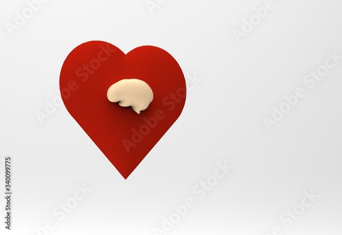 Emotional intelligence concept, brain inside a heart