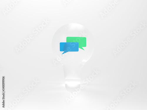Light bulb with speech balloon symbols