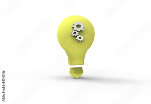 Light bulb with cogwheels symbols